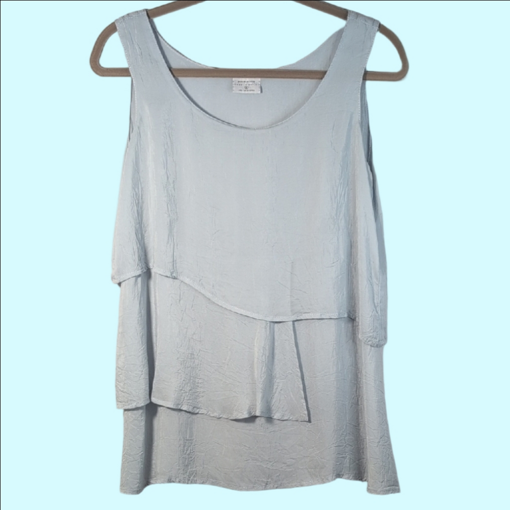 Click By Color Me Cotton Elegant Light Blue Layered Women's Top